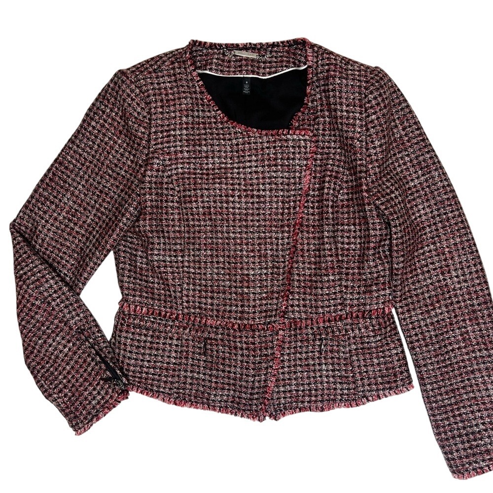 White House‎ Black Market Blazer Black Red Tweed Size 8